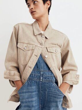 Madewell Oversized Khaki Garment-DyedTrucker Jacket Size M
